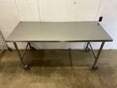 Used Falcon Restaurant Supply Used 72" X 30" Stainless Steel Table with Casters - FG Food Prep Tables Illinois US | Falcon Restaurant Supply #1374935