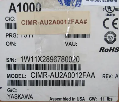 NEW YASKAWA CIMR-AU2A0012FAA A1000 AC DRIVE CIMRAU2A0012FAA