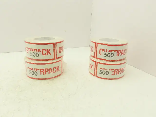 Uline S-10798 "Overpack" Air Label 500/Roll 2 1/2 x 6" High Gloss Lot of 4 Rolls