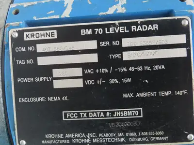Krohne BM70 Level Radar Digital Signal Processing Volume Distance 120VAC