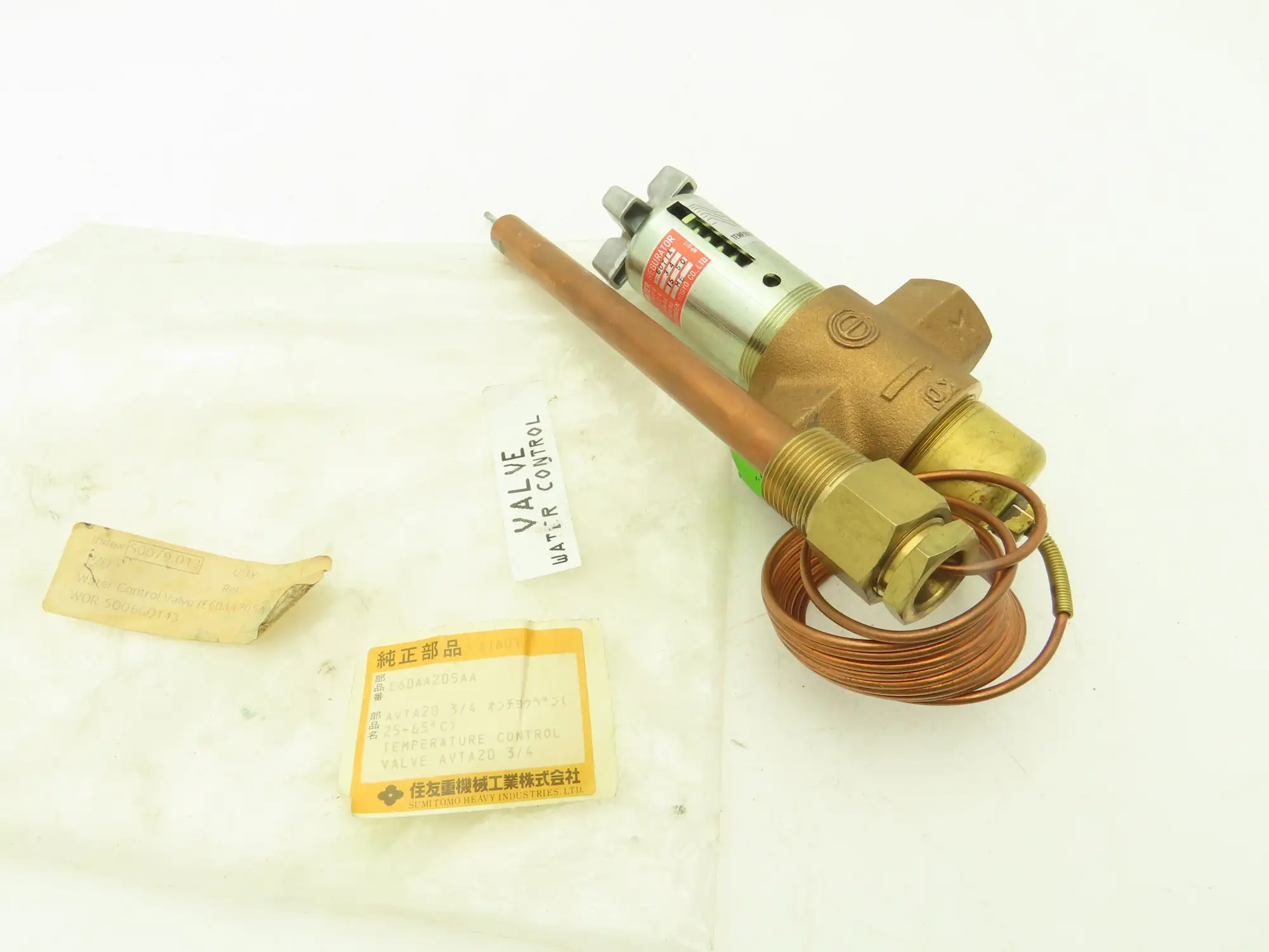 Nichiden Kogyo E60AA205AA Water Temperature Regulating Valve Remote Probe 3/4NPT