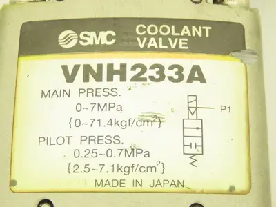 SMC VNH233A High Pressure Coolant Valve 3/8" RC 7MPa 1000psi