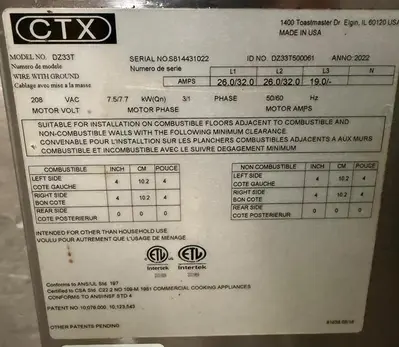 USED MIDDLEBY MARSHALL CTX DZ33T