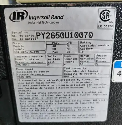 USED 2010 INGERSOLL RAND SSR UP6-15-125