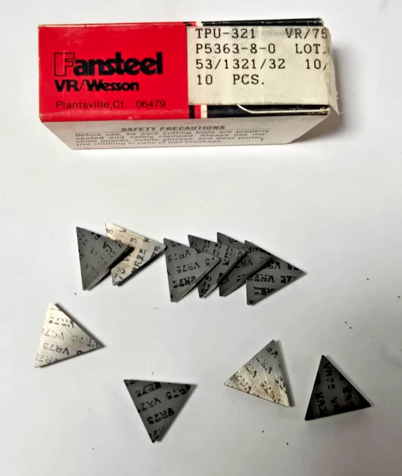 Fansteel Vr Wesson TPU-321 VR/75 USA Lathe Carbide Inserts 10 Pcs New