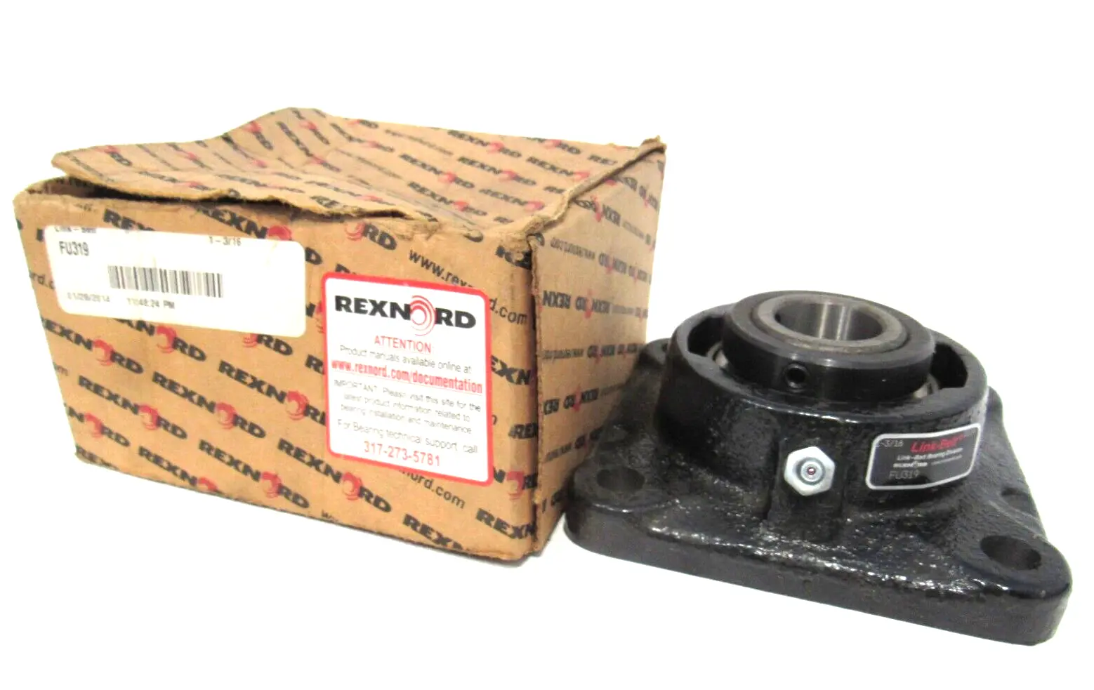 NEW REXNORD FU319 FLANGE BEARING 1-3/16"
