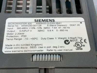 Used SIEMENS 6SE64202UDD222BA1 Variable Speed Drives Ohio US | HGR 24 #1545325