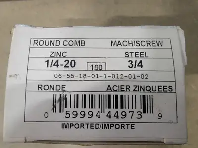 1/4-20 X 3/4" Round Combination Machine Screw (Box of 100)