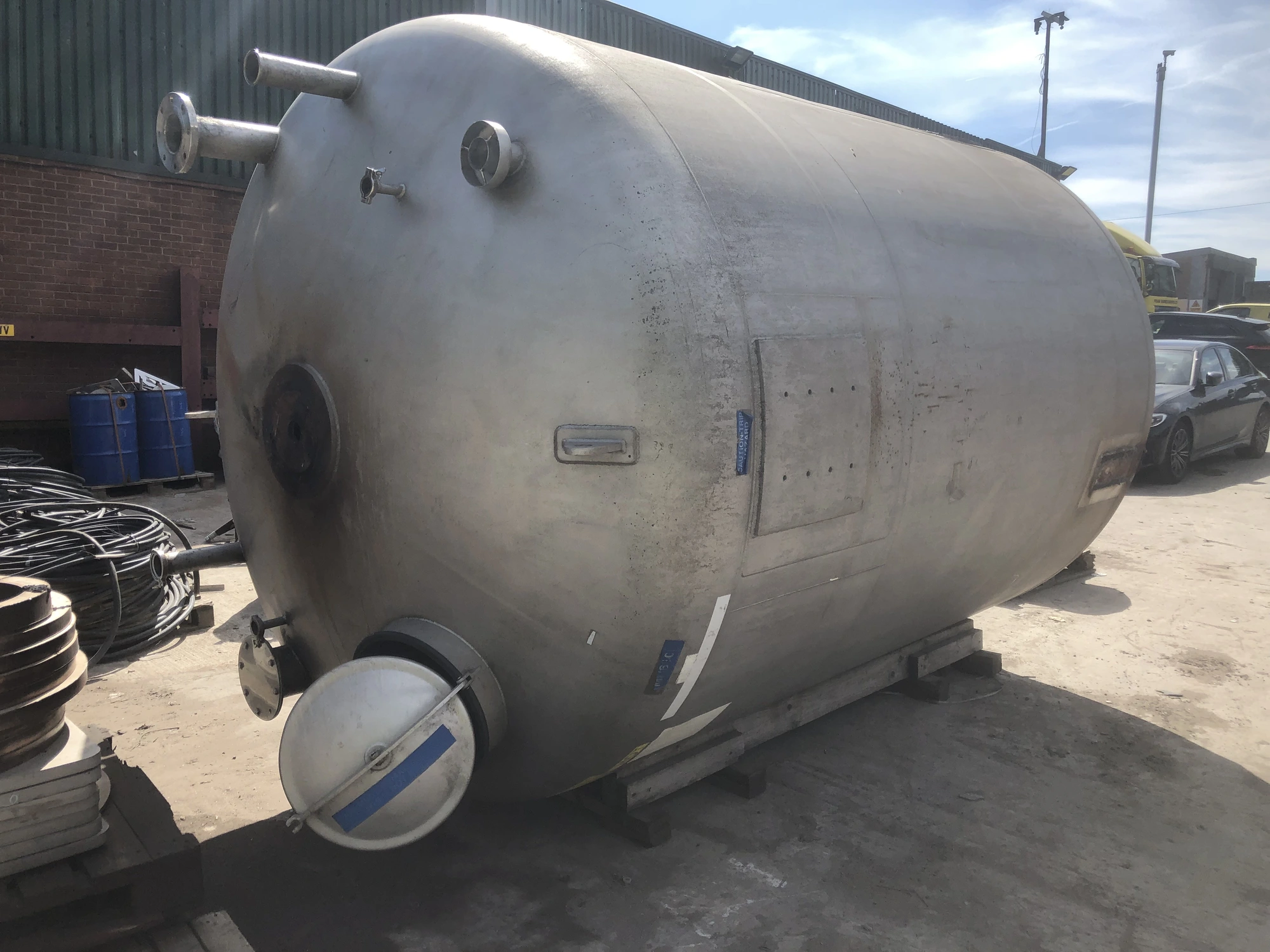10,000 Litre 316 Stainless Steel Storage Vessel, 2200mm Dia x 2750mm Straight Side