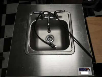 Used Falcon Restaurant Supply Used Self Contained Portable Sink with Pump, Water Heater and Collection Containers Hand Washing and Sanitizing Illinois US | Falcon Restaurant Supply #1376648