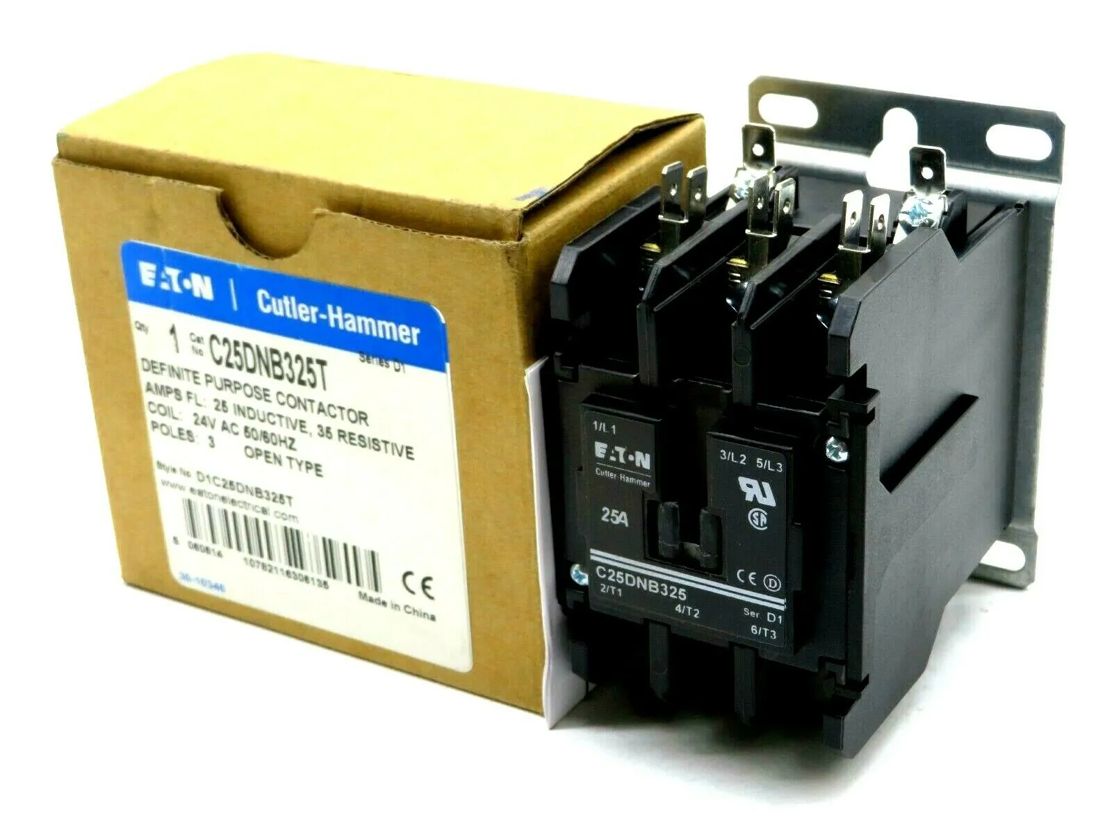 NEW CUTLER HAMMER C25DNB325T DEFINITE PURPOSE CONTACTOR 3 POLES 24V 50/60HZ