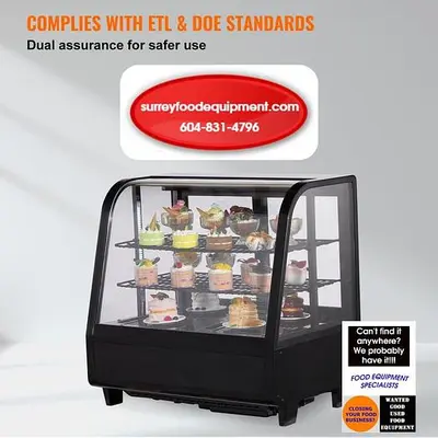 Refrigerated Display Case, L, 2-Tier, Countertop Pastry Display Case
