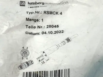 New | in-Stock Lumberg Circular Connector 4-Position M8 28045 Electrical Fittings Michigan US | Maverick Industrial Sales #1419806