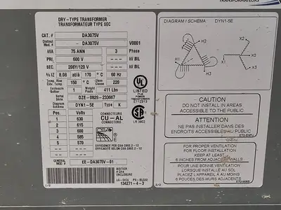Used DELTA TRANSFORMERS DA3075V Transformers British Columbia CA | Lenmark #1426611