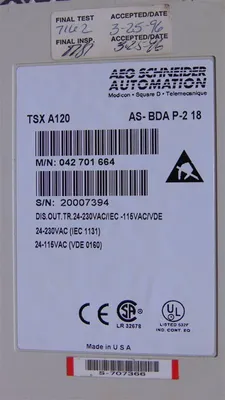 AEG Modicon TSX A120 AS-BDA P-2 18 Discrete Output Module 042 701 664 Used