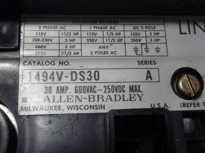 USED ALLEN BRADLEY 1494V-DS30 SER A