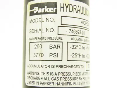 Parker ACP04AD008R57H Forklift Hydraulic Accumulator 900 PSI Off Hyster E80XN