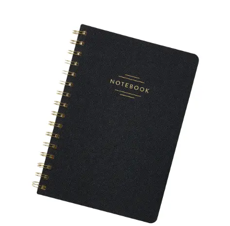 Eccolo Oxford Spiral Journal, 6” x 8”, Wide Rule, 192 Pages, Black/Gold Foil