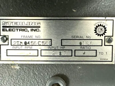 NEW STERLING ELECTRIC 2TB-0456-C560 GEAR REDUCER 4:1 RATIO 2TB0456C560