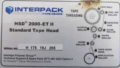USED INTERPACK HSD 2000-ET II STANDARD TAPE HEAD