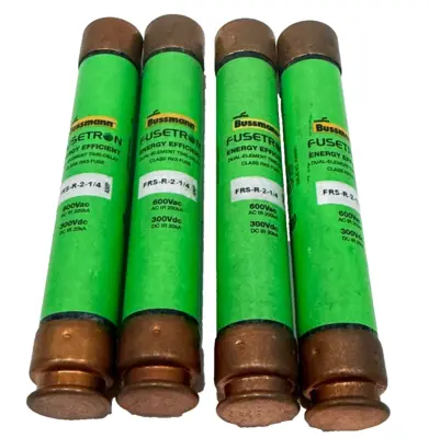 NEW LOT OF 4 BUSSMANN FRS-R-2-1/4 FUSES FRSR214