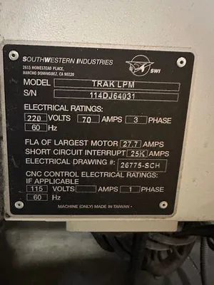 2011 SOUTHWESTERN INDUSTRIES TRAK LPM Vertical Machining Centers | Midstate Machinery (9)