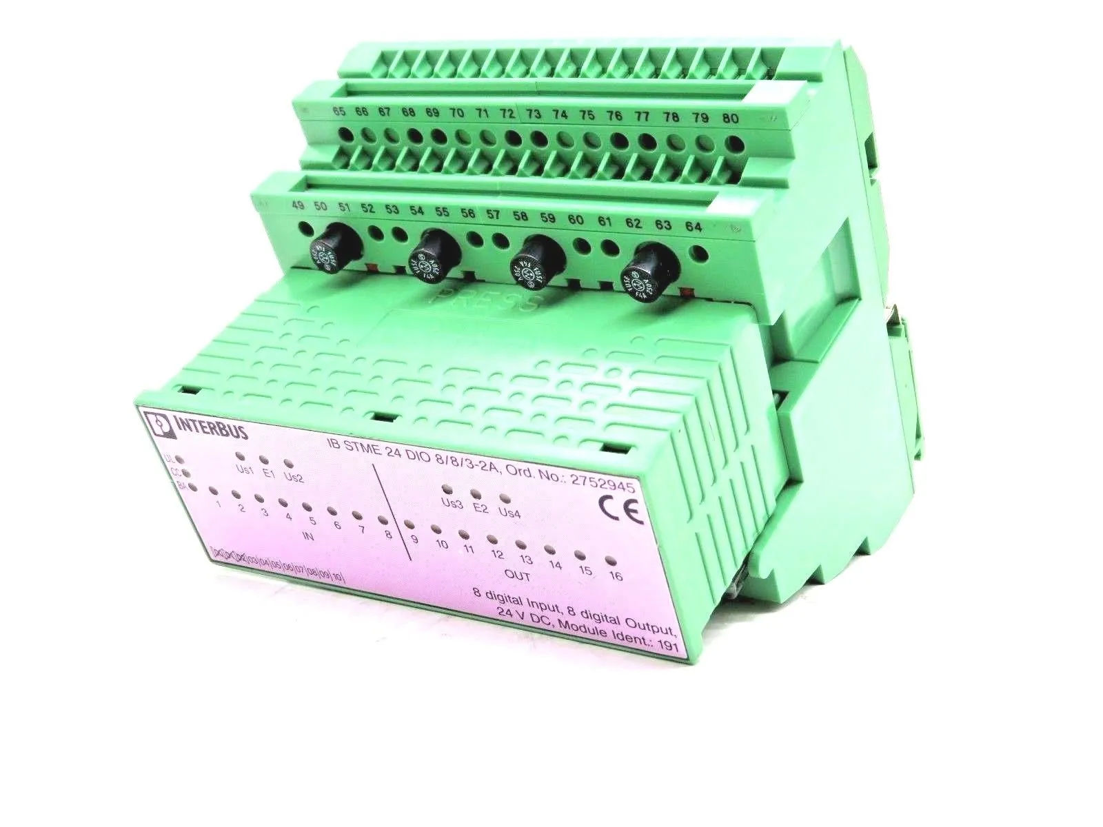 USED PHOENIX CONTACT IB-STME-24-DIO-8/8/3-2A INTERBUS IO MODULE IBSTME24DIO8832A