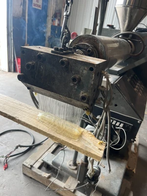 Plastic 1” Extruder with Ribbon die Roll Stand and cooling tank Included 480V