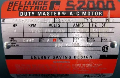 NEW RELIANCE ELECTRIC P56H3131W-0X MOTOR 1HP 1725RPM 208-230/460V FB56C 5/8" DIA