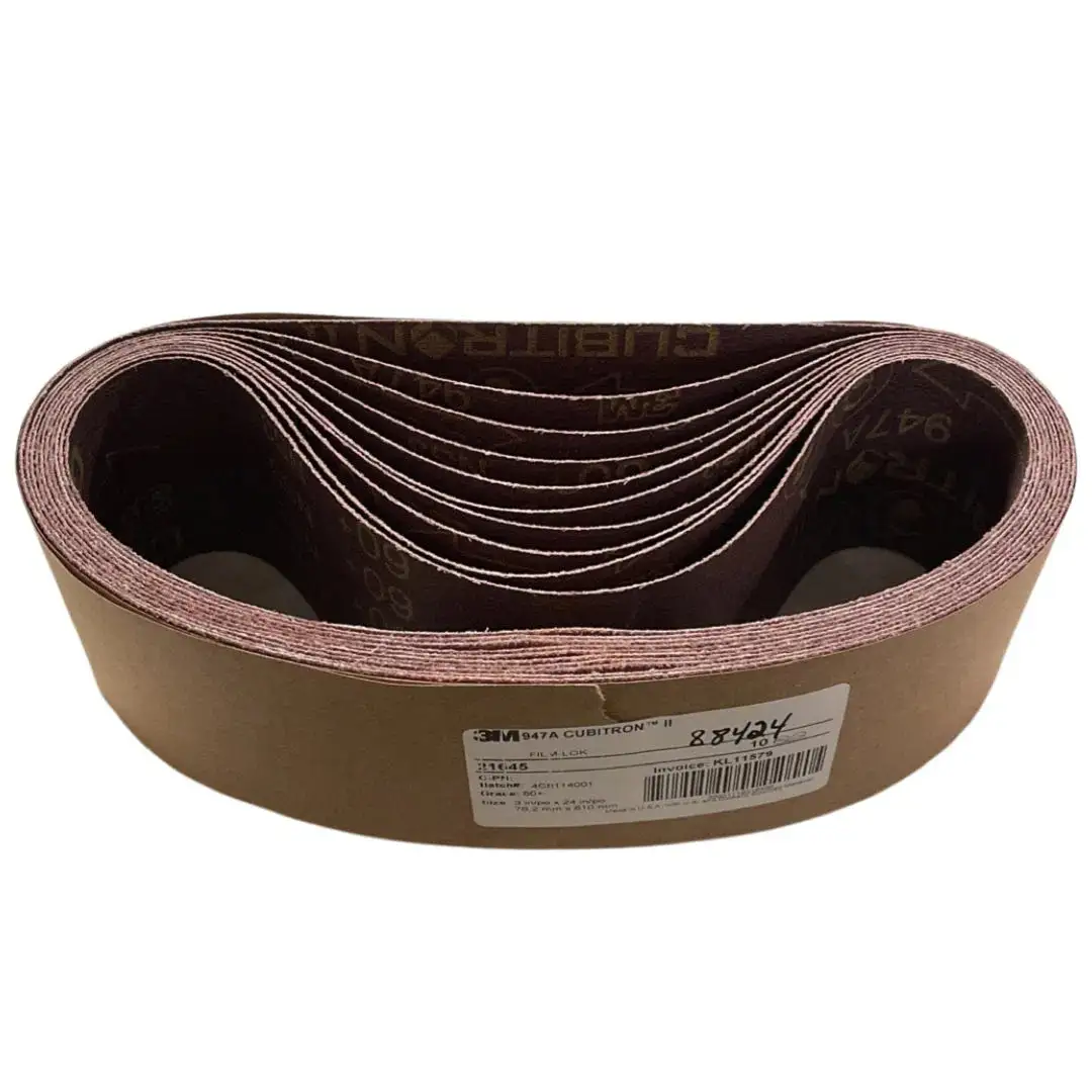 3M 3" x 24" 947A CUBITRON II Abrasive Sanding Belts FILM-LOK 60+ Grit 10 Pack