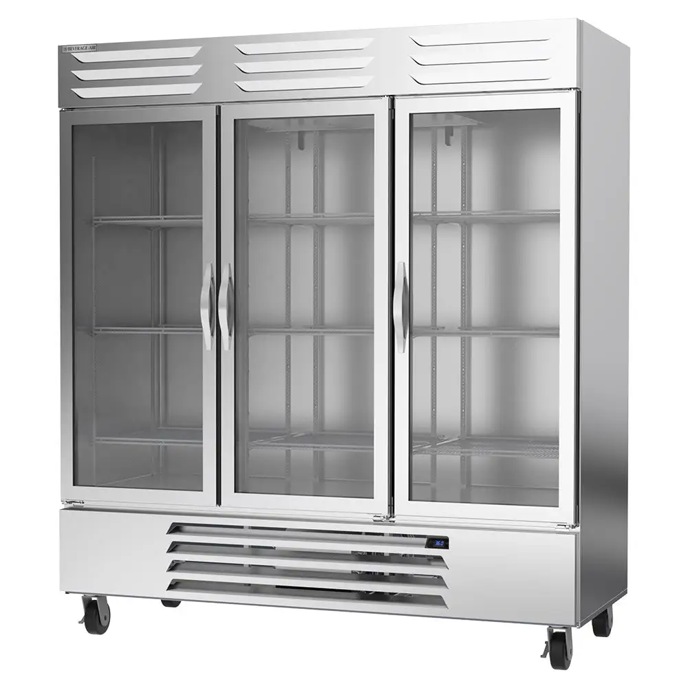Beverage-Air RB72HC-1G 75" Three Section Reach In Refrigerator, (3) Left/right Hinge Glass Doors, 115v