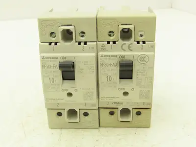Mitsubishi NF30-FA 3-Pole No Fuse Circuit Breaker 10A 200-230V 3Ph Lot of 5