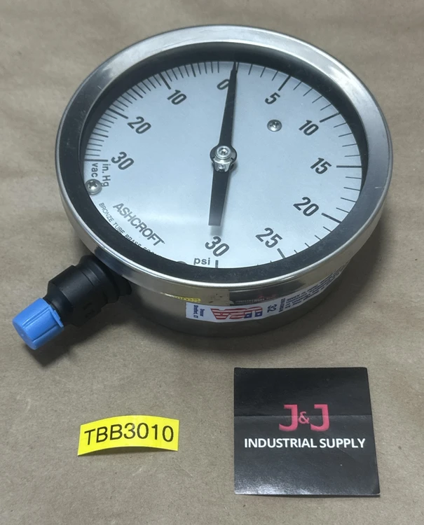 New | in-Stock Ashcroft 30-0In Hg Vac 0-30 PSI Parts (Hydraulics and Pneumatics) Indiana US | J&J Industrial Supply #525283