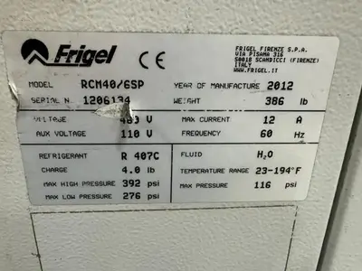Used 2012 FRIGEL RCM40/6 SP Temperature Controls Massachusetts US | Absolute Machinery #1349130