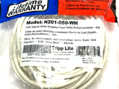 New | in-Stock Tripp Lite Cat6 Gigabit White Snagless Patch Cable Cable & Wire Michigan US | Maverick Industrial Sales #1464081
