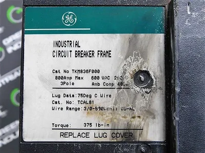 GE TKM836F000 Circuit Breaker 700A Trip 600V 800A Frame Very Worn See Pics Used