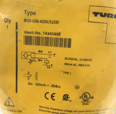 NEW TURCK BI10-G30-AZ3X/S1030 PROXIMITY SENSOR BI10G30AZ3XS1030