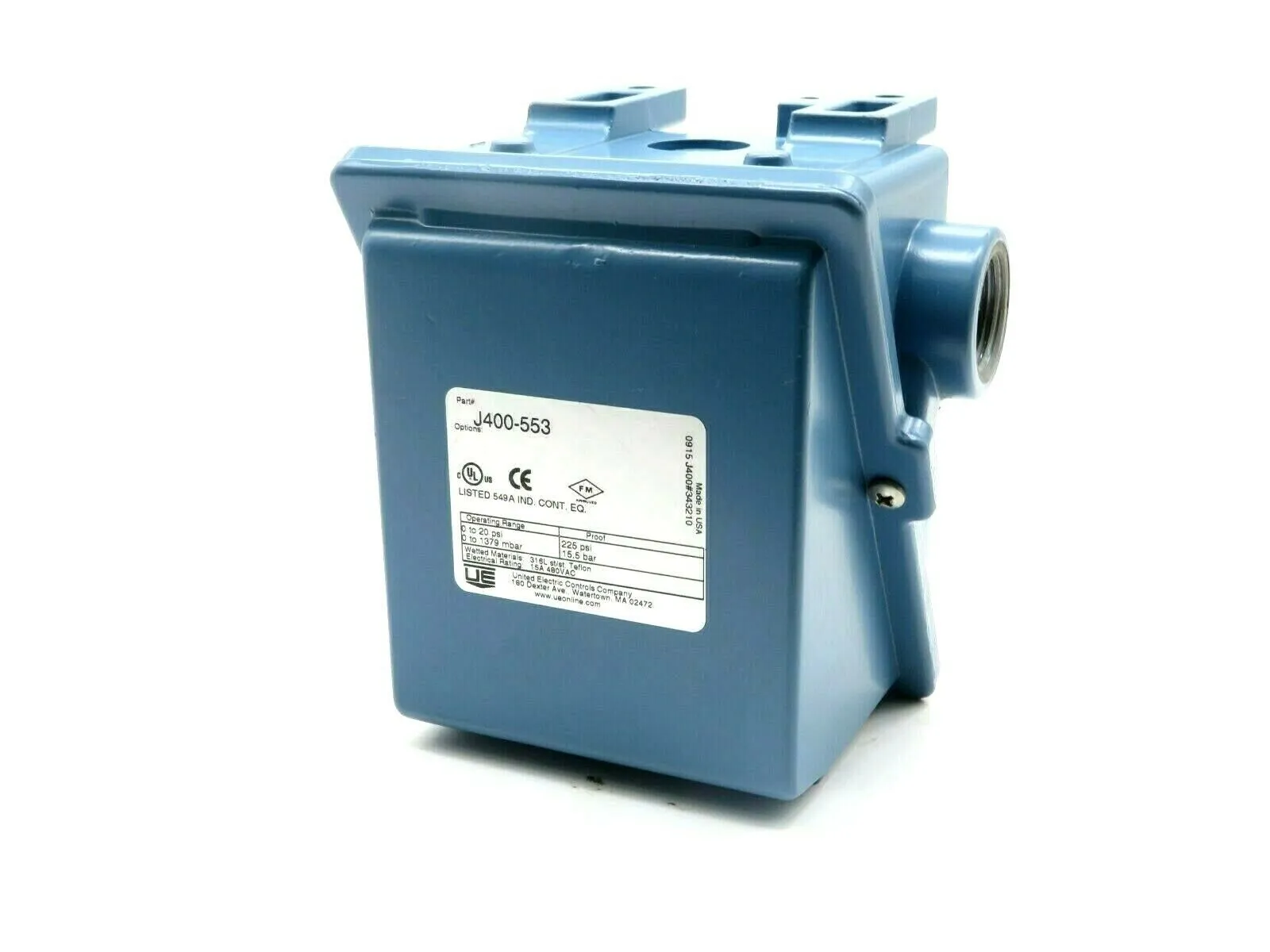 NEW UNITED ELECTRIC J400-553 PRESSURE SWITCH J400553