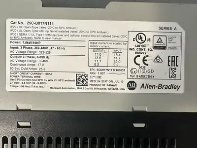 Allen-Bradley 25C-D017N114 PowerFlex525 AC Drive 480V 25CD017N114 (6.4.1)