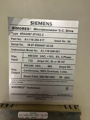 Used SIEMENS 6RA2487-2FV62-Z Speed Drives Ohio US | Surplus Asset Holdings #1207092