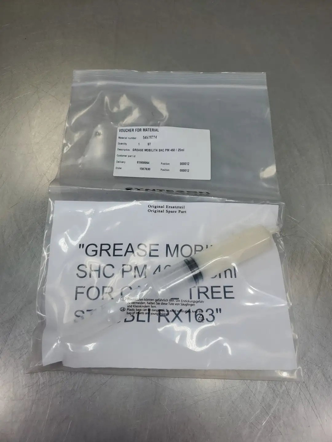 SYNTEGON TECHNOLOGY 54976834 Grease Mobilith SHC PM 460/25ml. 5D-11
