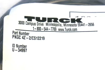 NEW TURCK PKGC 4Z-2/CS12219 CONNECTOR U-34997 PKGC4Z2CS12219