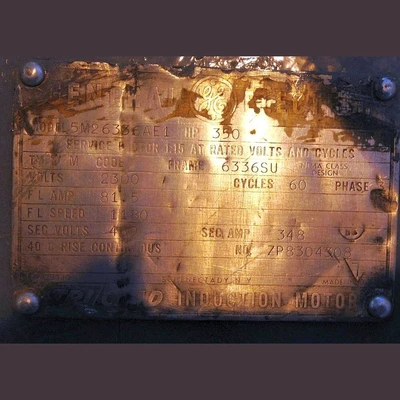 USED General Electric 5M26336AE1.

2,300V.
1,180 RPM.


FRAME: 6336SU.