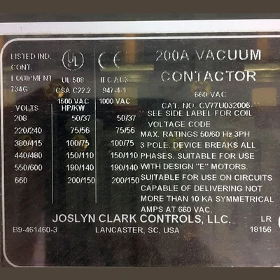 Joslyn Clark 200 Amp Vacuum Contactor