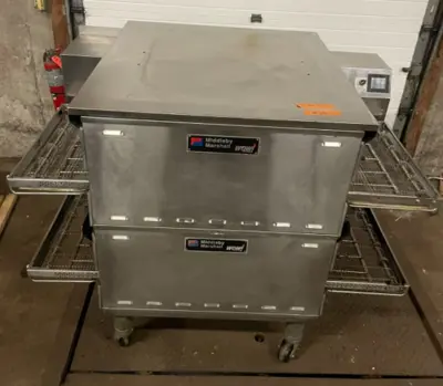 182-0185 Middleby Marshall PS638G Double-stack Gas Conveyor Ovens on Casters