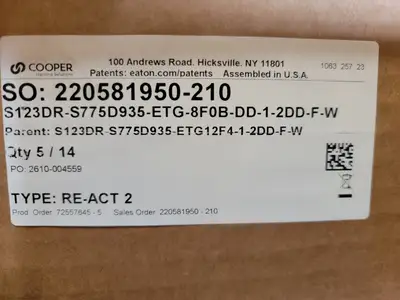 NEW COOPER LIGHTING S123DR-S775D935-ETG-8F0B-DD-1-2DD-F-W