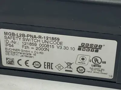 MGB-L2B-PNA-R-121859, 121859 | Euchner MGB-L2B-PNA-R-121859 Multifunctional Gate Box Evaluation And Bus Module - Used