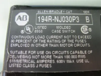 USED Allen-Bradley 194R-NJ030P3