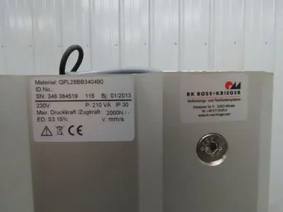 Rose Krieger QPL28BB340490 RK Powerlift Column Linear Actuator 230V 2000N