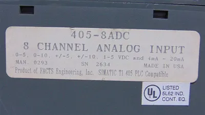 Facts Engineering / Siemens 405-8ADC Simatic Analog Input Module Used